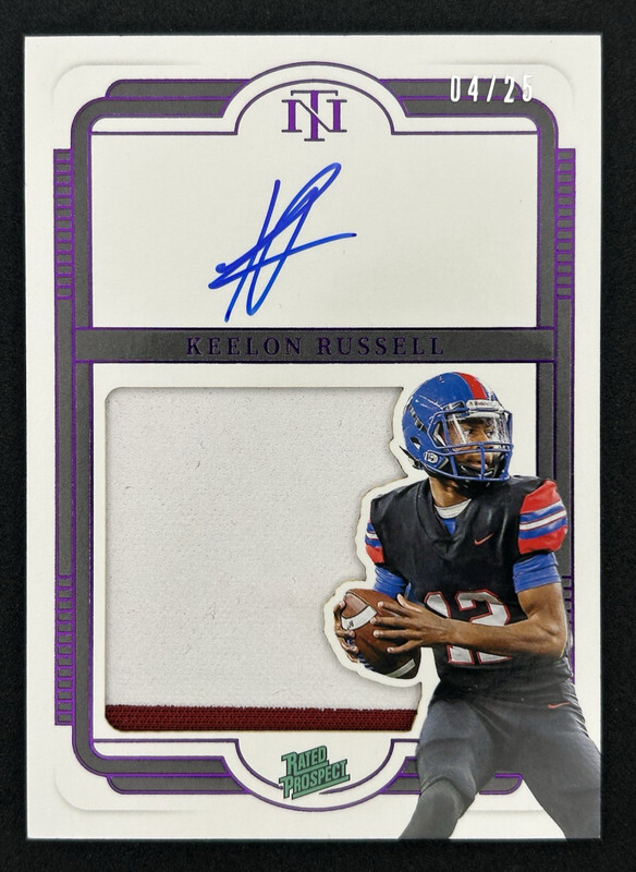 2025 National Treasures Collegiate KEELON RUSSELL Patch Auto RPA /25 Purple Bama view 1