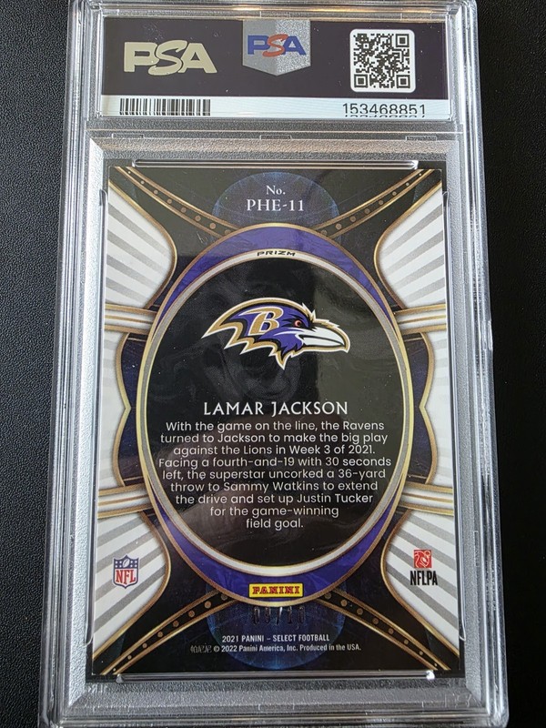 2021 Lamar Jackson Select Gold Phenomenon /10 PSA 9 🔥🔥🔥🔥🔥 view 2