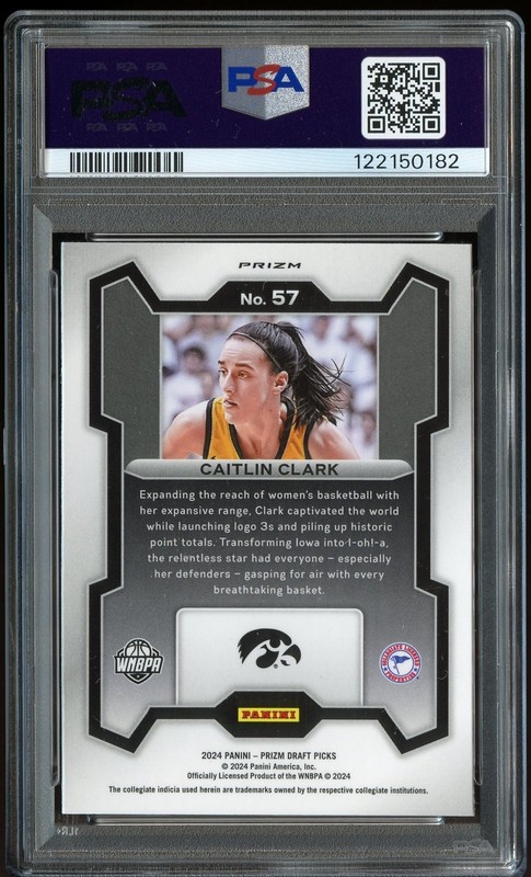 2024-25 Panini Prizm Draft Picks CAITLIN CLARK #57 Silver Rookie Card RC PSA 10 view 2