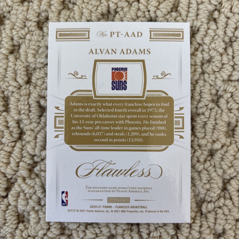 2020-21 Panini Flawless Alvan Adams Platinum Game Used Patch 1/1 Phoenix Suns  view 2