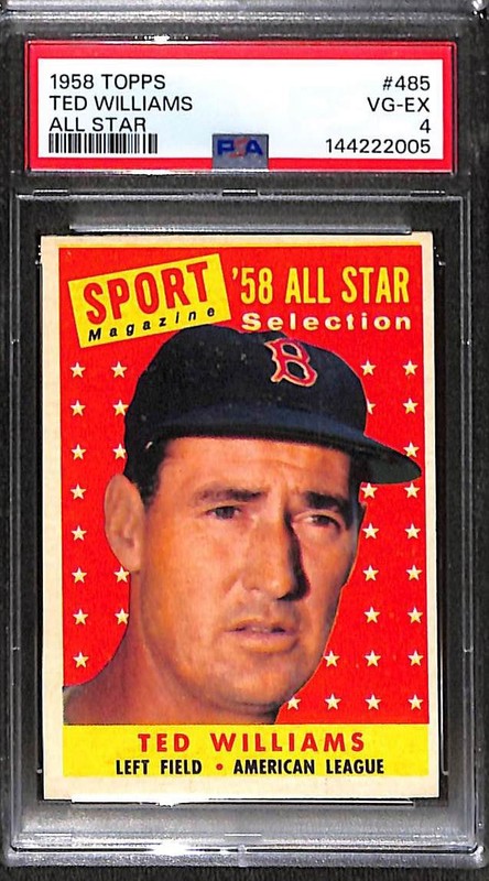 1958 Topps #485 Ted Williams AS Red Sox PSA 4 VG-EX 144222005 