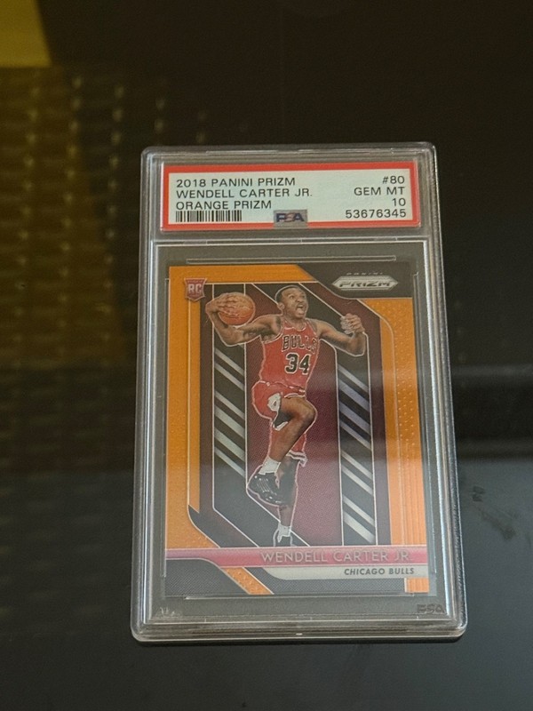 2018 Panini Prizm Wendell Carter Jr. #80 Orange Prizm /49 PSA 10
