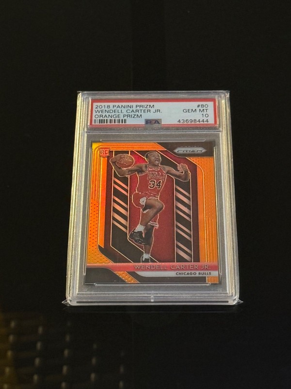 2018 Panini Prizm Wendell Carter Jr. #80 Orange Prizm /49 PSA 10
