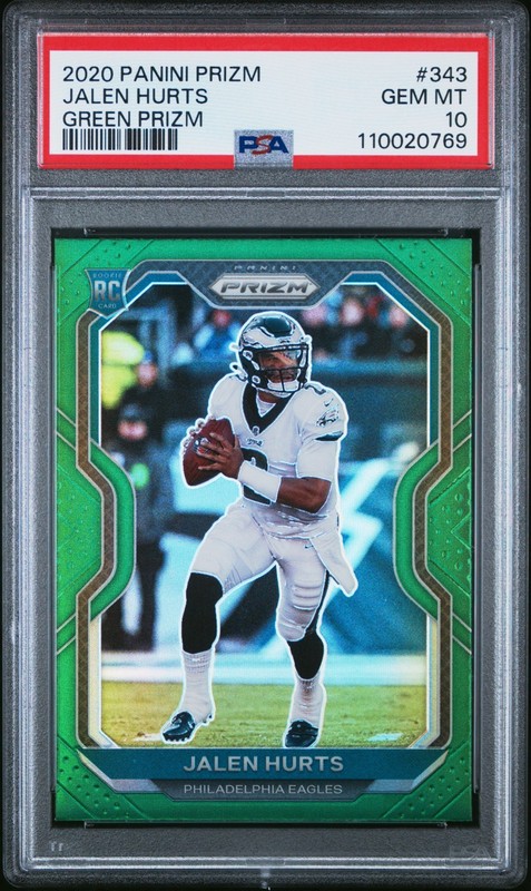 2020 Panini Prizm Jalen Hurts Green #343 PSA 10 GEM MINT RC ROOKIE