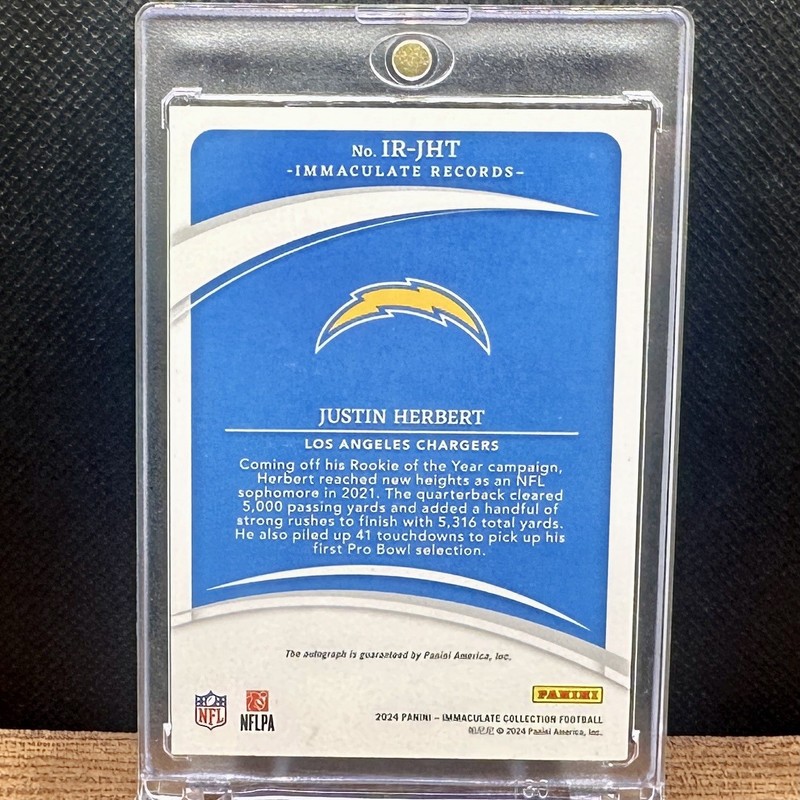 Panini 2024 Immaculate Immaculate Records Justin Herbert Auto IR-JHT /25 view 2