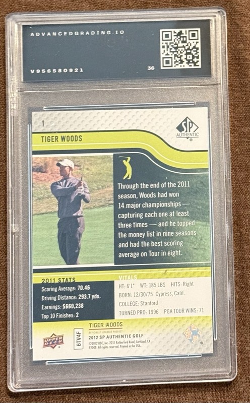 2012 SP AUTH GOLF #1 TIGER WOODS GEM 💎 MINT 10 ⛳️ view 2