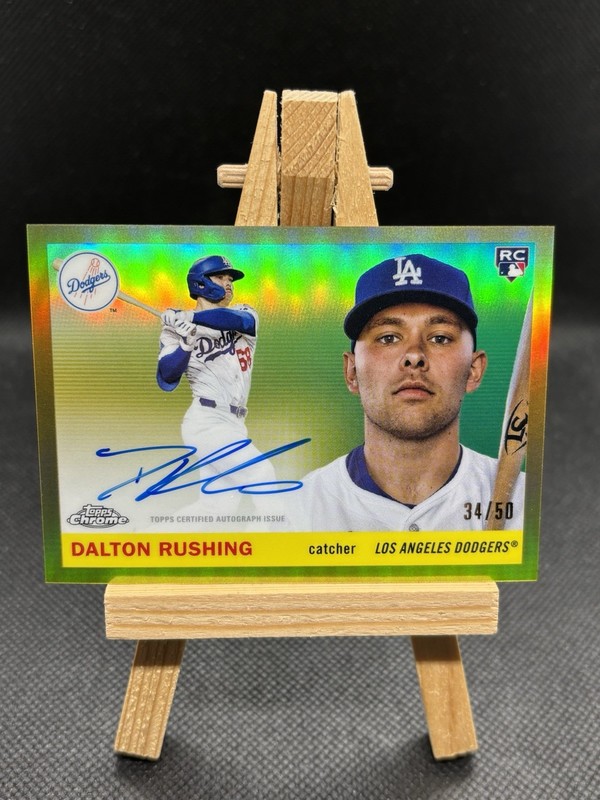 2025 Topps Chrome Platinum Dalton Rushing Auto True Gold 34/50 🔥Rookie Dodgers