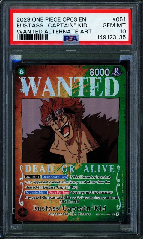 Eustass Kid - OP01-051 - PSA 10 - Wanted Alt Art - English - One Piece - 149-01