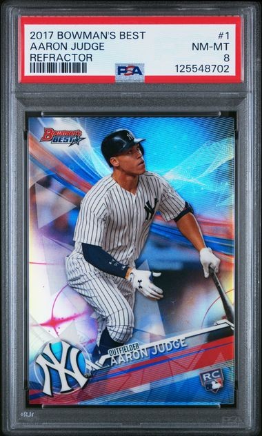 2017 BOWMAN'S BEST #1 AARON JUDGE REFRACTOR PSA 8 8702