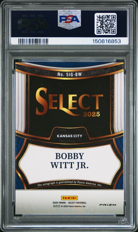 2025 PANINI SELECT SIGNATURES SIG-BW BOBBY WITT JR. PSA 8.5 6853 view 2