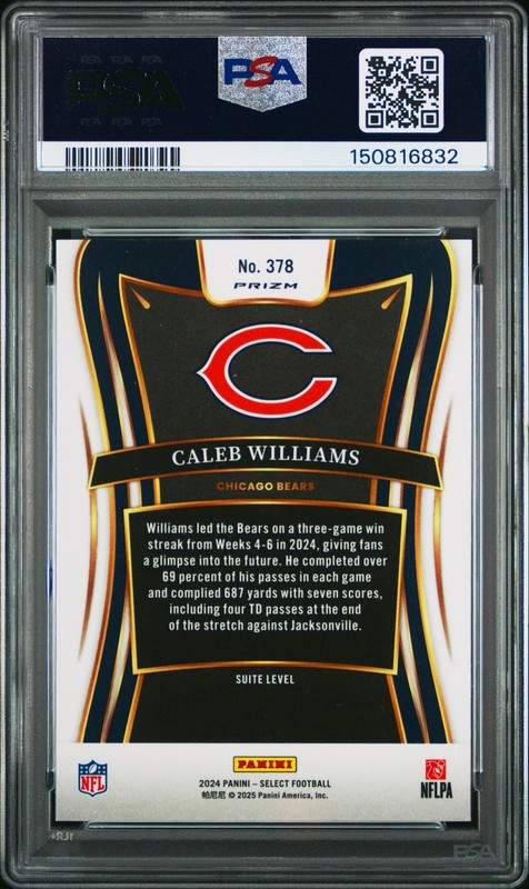 2024 PANINI SELECT 378 CALEB WILLIAMS SILVER PRIZM PSA 9 6832 view 2