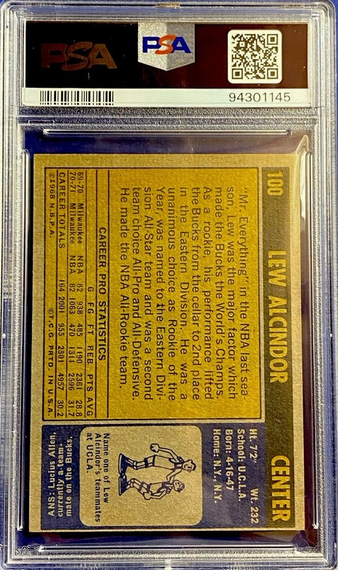 NICE 1971 TOPPS #100 LEW ALCINDOR PSA AUTHENTIC *W/SHARP CORNERS & GREAT COLOR* view 2
