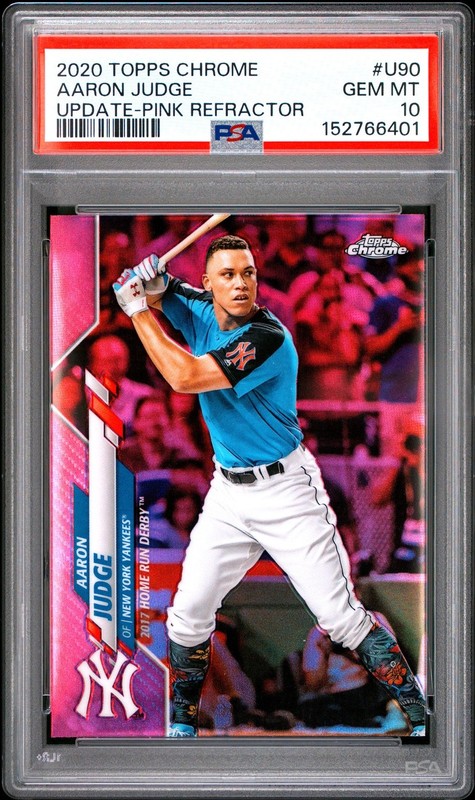 2020 TOPPS CHROME UPDATE U90 AARON JUDGE PINK REFRACTOR PSA 10 6401