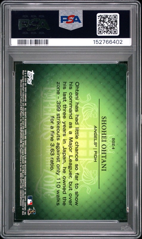 2020 STADIUM CLUB CHROME EMPERORS OF THE ZONE EOZ4 SHOHEI OHTANI PSA 8 6402 view 2