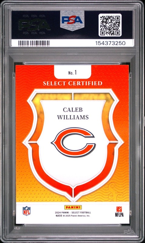 2024 PANINI SELECT SELECT CERTIFIED ROOKIES 1 CALEB WILLIAMS PSA 10 3250 view 2