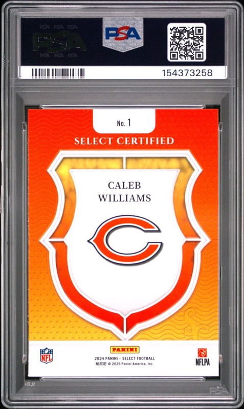 2024 PANINI SELECT SELECT CERTIFIED ROOKIES 1 CALEB WILLIAMS PSA 10 3258 view 2