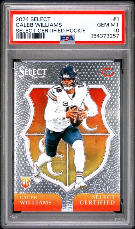 2024 PANINI SELECT SELECT CERTIFIED ROOKIES 1 CALEB WILLIAMS PSA 10 3257
