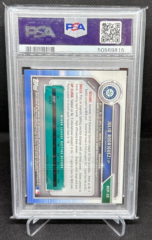 2019 Bowman - Julio Rodriguez Chrome Prospects #BCP-33 (RC) - PSA 10 view 2