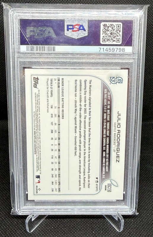 2022 Topps Chrome Update - Julio Rodriguez #USC150 (RC) Rookie - PSA 10 view 2