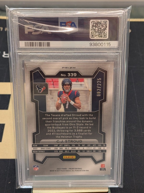 2023 Panini Prizm PURPLE ICE PRIZM SP CJ Stroud Rookie RC #339 - PSA 10 - /225 view 2