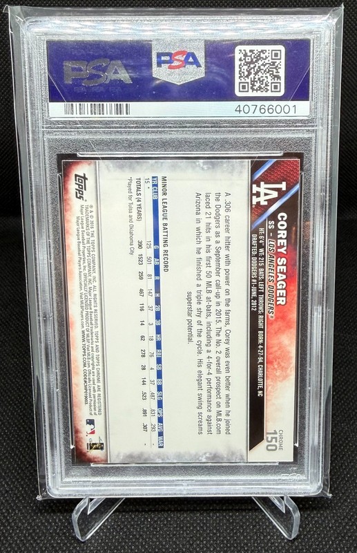 2016 Topps Chrome - Corey Seager #150 (RC) Rookie - PSA 9 view 2