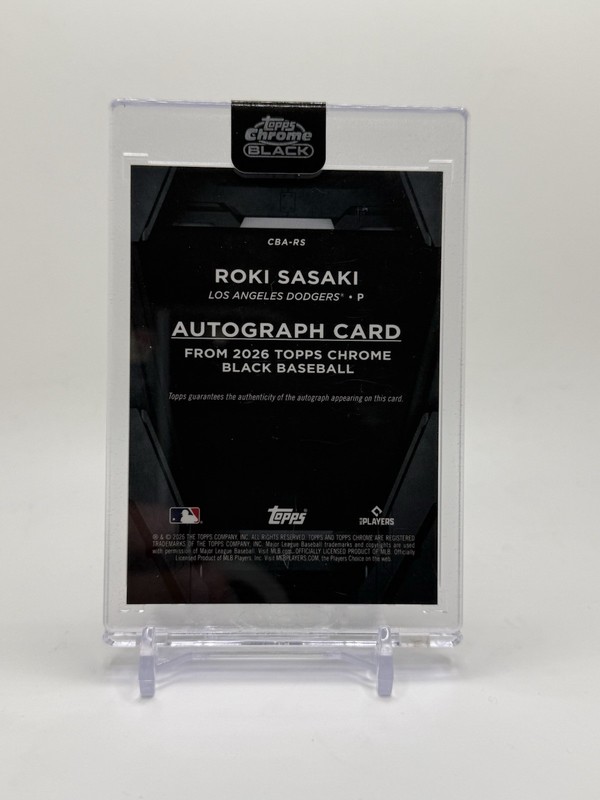 2026 Topps Chrome Black - Auto Roki Sasaki #CBA-RS Gold Mini-Diamond /50 view 2