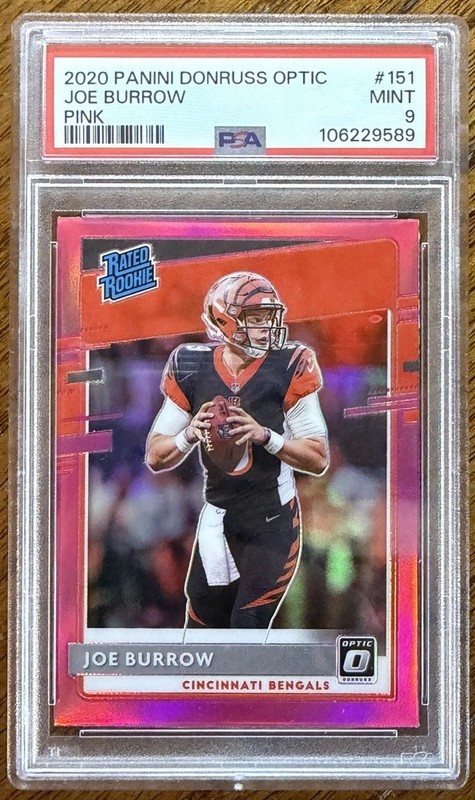 2020 PANINI DONRUSS OPTIC JOE BURROW PINK ROOKIE RC SP #151 GRADED PSA 9 READ