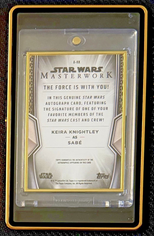 2025 Topps Star Wars Masterwork #A-KK Sabe (Keira Knightley) Gold-Framed /1 Auto view 2