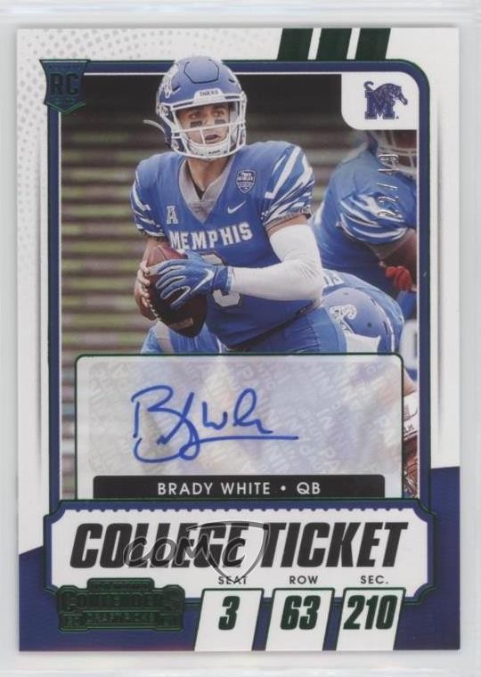 2021 Contenders Draft Picks College Ticket 22/49 Brady White Rookie Auto RC sc2