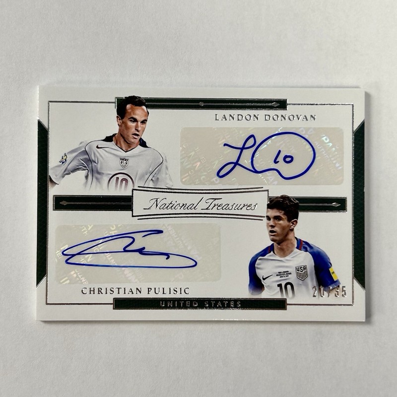 2018 Panini National Treasures Christian Pulisic/Landon Donovan Dual Auto 20/35