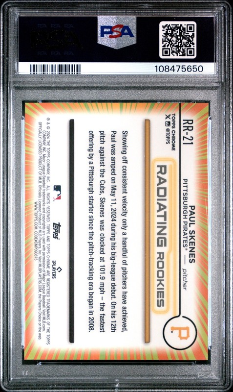 2024 Topps Chrome Paul Skenes Radiating Rookies #RR21 PSA 9 view 2