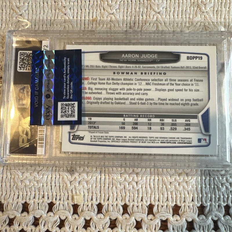 2013 Bowman Chrome Aaron Judge ROOKIE PSA 9 MINT view 2
