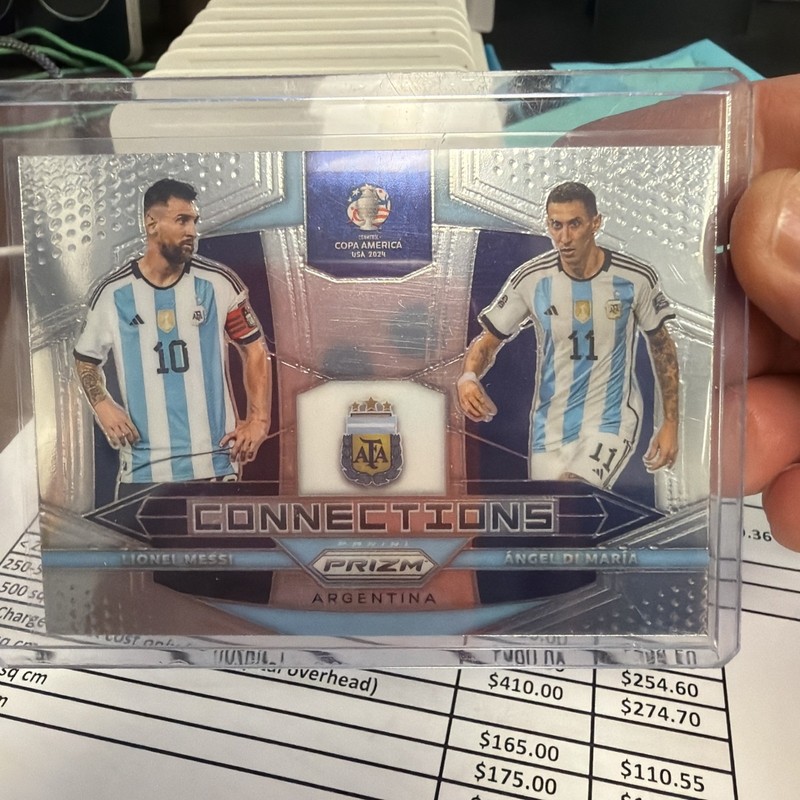 2022 Panini Prizm FIFA World Cup Connections Lionel Messi & Angel Di Maria Mint!