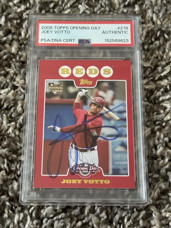 2008 Topps Opening Day Joey Votto #218 (RC) Autographed Reds Rookie Auto PSA