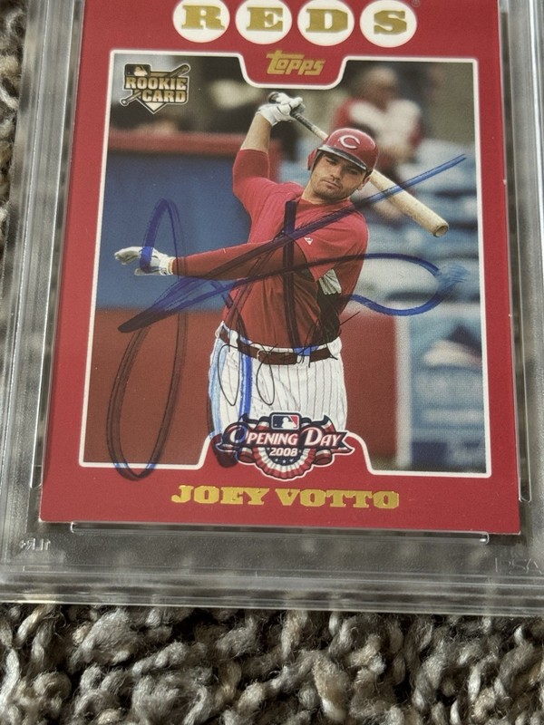 2008 Topps Opening Day Joey Votto #218 (RC) Autographed Reds Rookie Auto PSA view 2