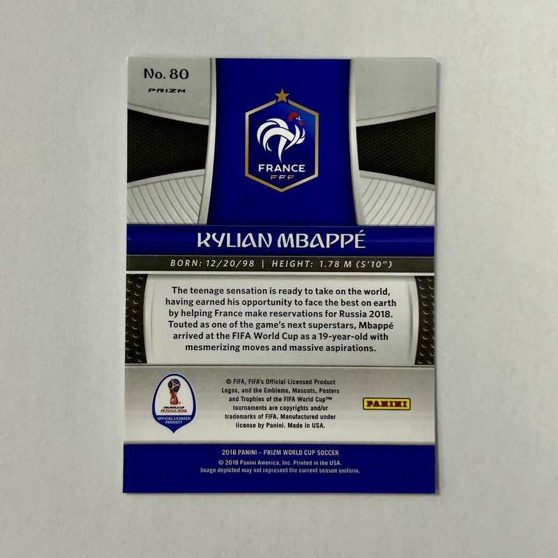 2018 Panini Prizm World Cup Kylian Mbappe #80 Lazer Prizm SP France view 2