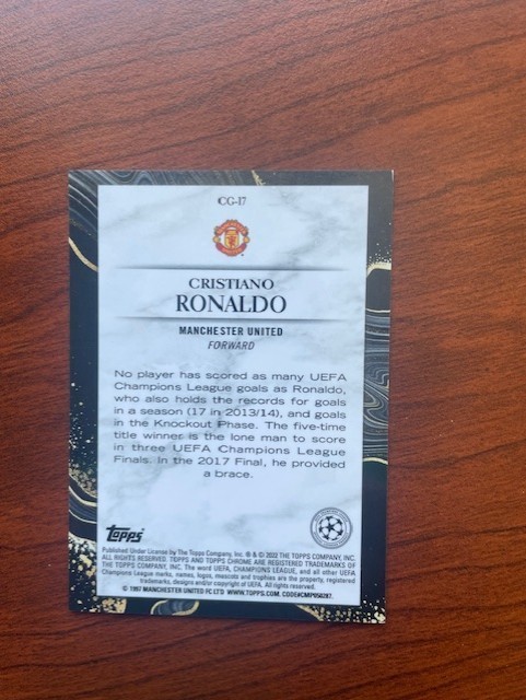 Cristiano Ronaldo 2021 2021-22 Topps Chrome UEFA UCL Chasing Glory Refractor view 2