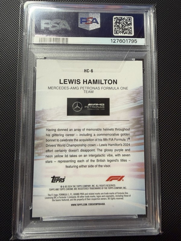 Lewis Hamilton 2024 Topps Chrome Formula 1 Helmet Collection #HC6 PSA 10 view 2