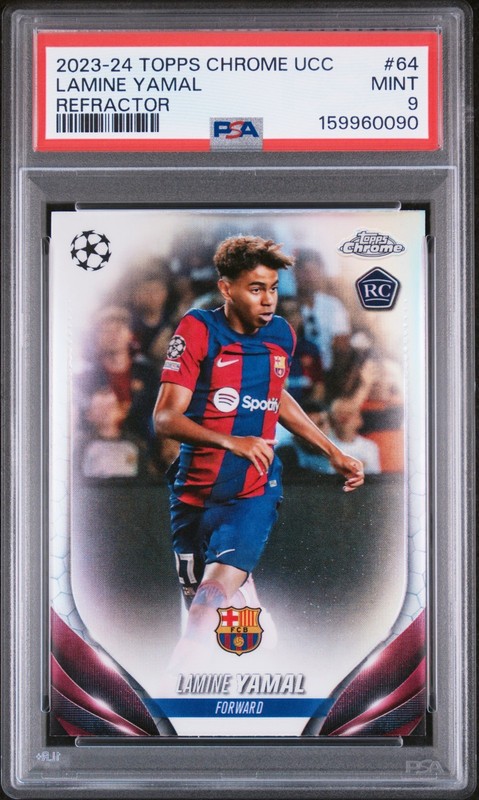 2023-24 Topps Chrome UCC Lamine Yamal #64 Refractor RC PSA 9 view 2