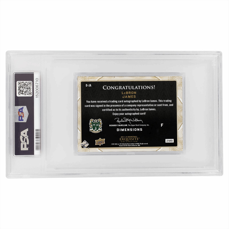 2011 Upper Deck Exquisite Coll. Dimensions Auto LeBron James #D-JA PSA Authentic view 2
