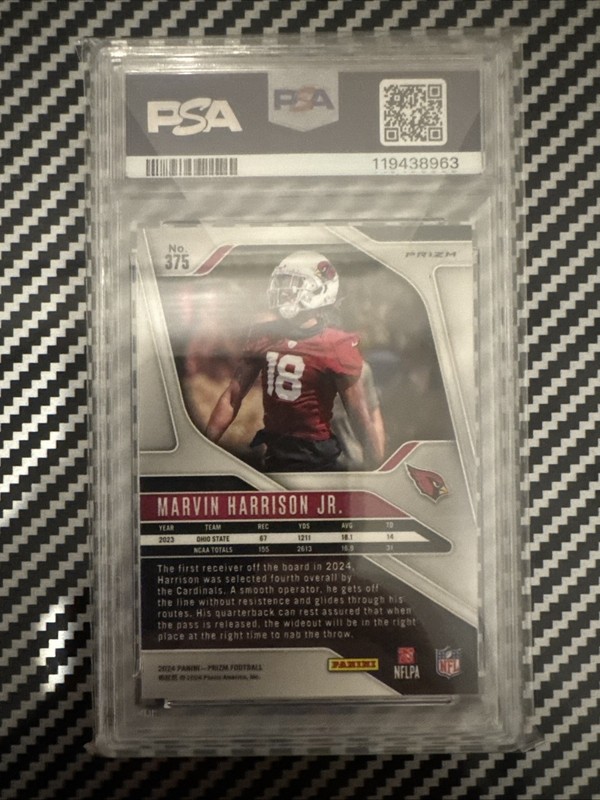 2024 Prizm Marvin Harrison Jr Black & White Checker PSA 10 🔥 🔥 view 2