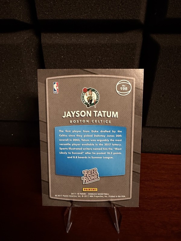 2017-18 Panini Donruss - Rated Rookies Jayson Tatum #198 (RC) view 2