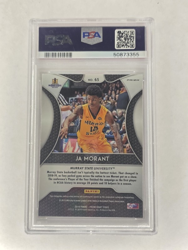 2019 Panini Prizm Draft Picks Ja Morant ORANGE PSA 10 RC ZG view 2