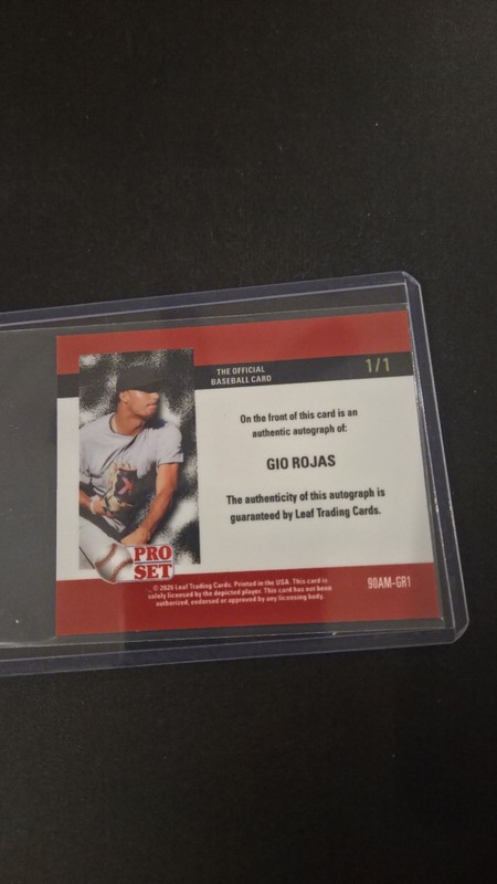 2026 Leaf Pro Set Metal Baseball Gio Rojas Top Prospect RC #1/1 Auto Mini Pink view 2