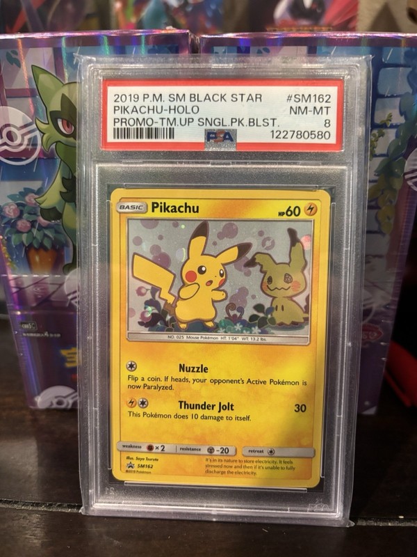 Pikachu SM162 Pokemon: Sun & Moon Promo Mint PSA 8 Swirl Behind Ear