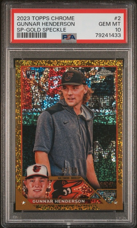 2023 Topps Chrome #2 GUNNAR HENDERSON RC Variation Gold Speckle /50 PSA 10 💎