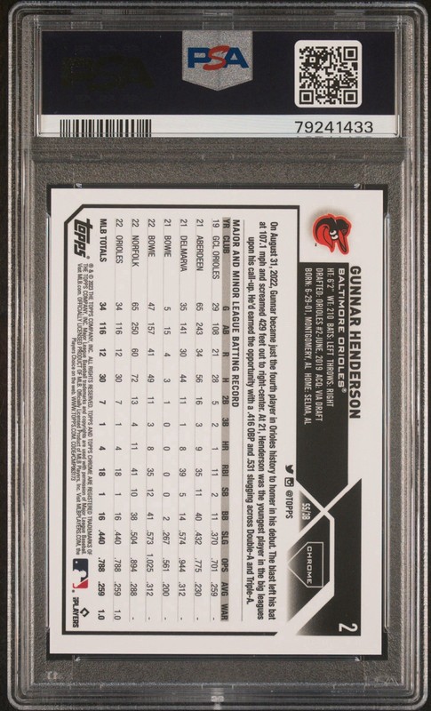 2023 Topps Chrome #2 GUNNAR HENDERSON RC Variation Gold Speckle /50 PSA 10 💎 view 2