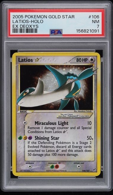 2005 Pokemon EX Deoxys #106 Latios Gold Star Holo PSA 7 New Cert