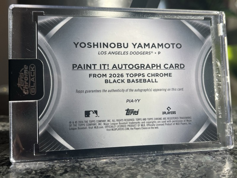 2026 topps chrome black Yoshinobu Yamamoto Paint It Auto Red 4/5 SSP Ebay 1/1 view 2