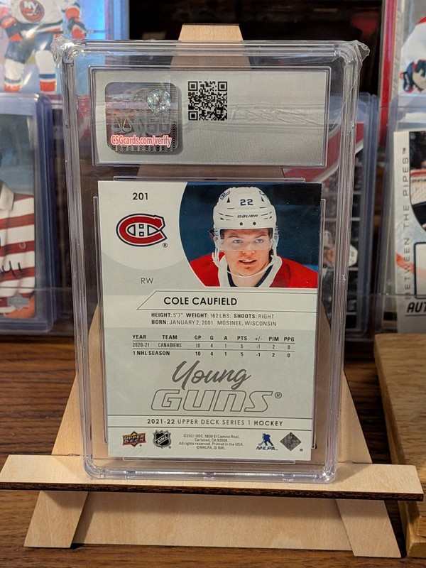 Cole Caufield #201 CSG 10 Gem Mint 2021-22 Upper Deck young Guns Not PSA view 2